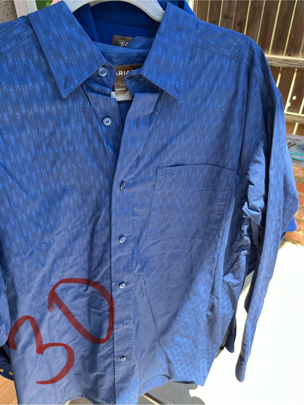 Ariat Navy Blue Patterned Button-Up Shirt
